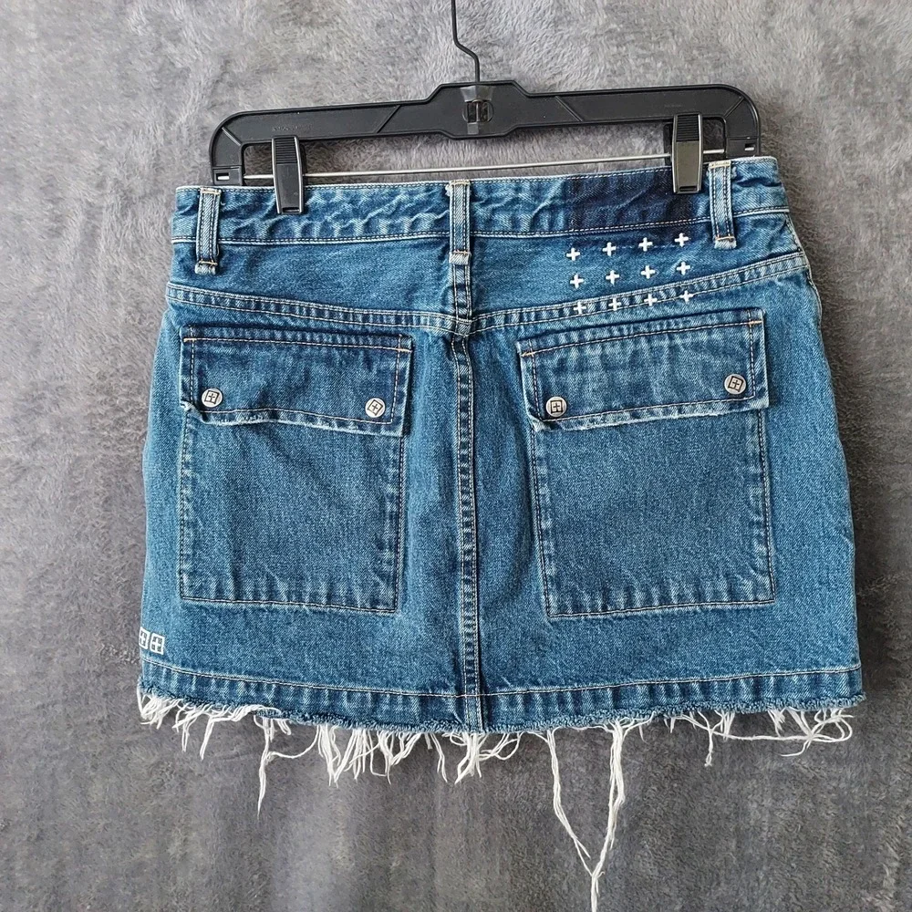 Ksubi‎ Women's Denim Mini Skirt Blue, Size 29 Raw Hem Snap Pockets - Picture 5 of 12